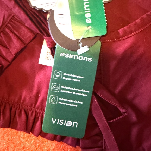 Burgundy Pierrot-style 100% organic cotton collar NWT - Picture 6 of 9